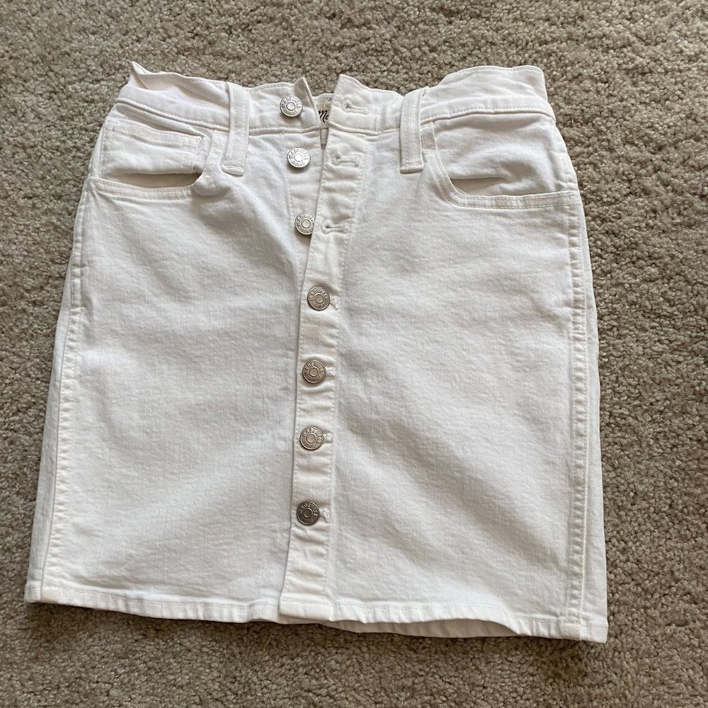 Madewell Stretch Denim Straight Mini Skirt - White